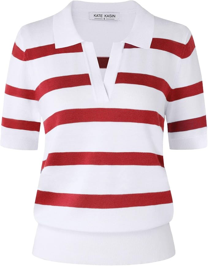 a red and white striped woman's sweater