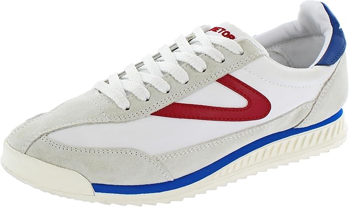 red, white, and blue tennis shoes